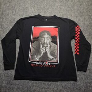 Poetic Justice Tupac Shakur Graphic Long Sleeve Shirt Black Mens XL Japanese